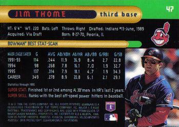 1996 Bowman's Best #47 Jim Thome Back