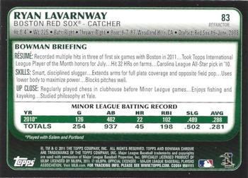2011 Bowman Draft Picks & Prospects - Chrome Purple Refractors #83 Ryan Lavarnway Back