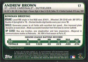 2011 Bowman Draft Picks & Prospects - Chrome #17 Andrew Brown Back