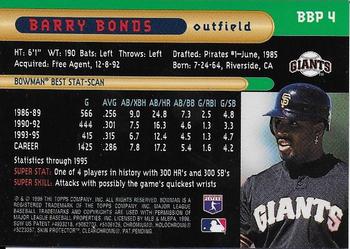 1996 Bowman - Bowman's Best Previews #BBP 4 Barry Bonds Back