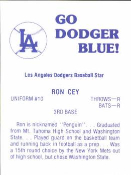 1979 Los Angeles Dodgers Go Dodger Blue! #NNO Ron Cey Back