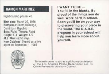 1989 Los Angeles Dodgers Police #NNO Ramon Martinez Back