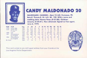 1983 Los Angeles Dodgers Police #NNO Candy Maldonado Back