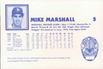 1983 Los Angeles Dodgers Police #NNO Mike Marshall Back