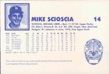 1983 Los Angeles Dodgers Police #NNO Mike Scioscia Back