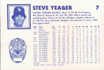 1983 Los Angeles Dodgers Police #NNO Steve Yeager Back