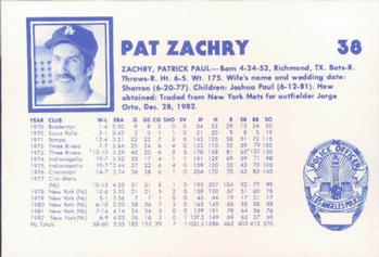 1983 Los Angeles Dodgers Police #NNO Pat Zachry Back