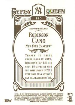 2012 Topps Gypsy Queen #190 Robinson Cano Back