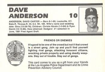 1988 Los Angeles Dodgers Police #NNO Dave Anderson Back