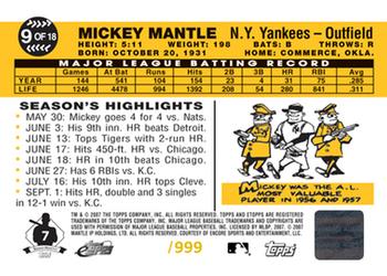 2006 Topps eTopps Mickey Mantle #9 Mickey Mantle 1960 Back