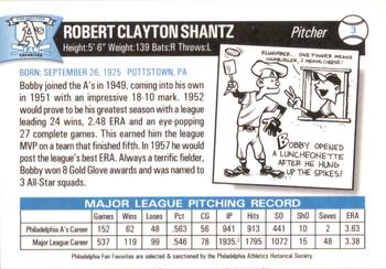 1998 Philadelphia Athletics Historical Society Fan Favorites #3 Bobby Shantz Back