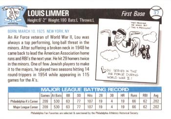 1998 Philadelphia Athletics Historical Society Fan Favorites #37 Lou Limmer Back