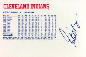 1989 Cleveland Indians The Tribe #21 Pete O'Brien Back