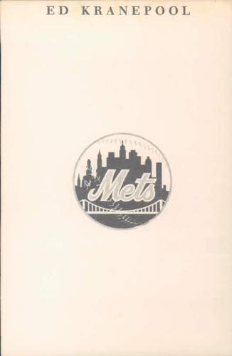 1967 B&E Color Advertising New York Mets Postcards #NNO Ed Kranepool Back