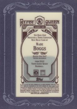 2012 Topps Gypsy Queen - Framed Mini Relics #GQMR-WB Wade Boggs  Back