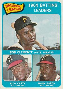 1965 Topps #2 National League 1964 Batting Leaders (Bob Clemente / Rico Carty / Hank Aaron) Front