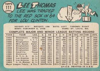 1965 Topps #111 Lee Thomas Back
