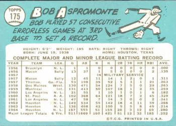1965 Topps #175 Bob Aspromonte Back