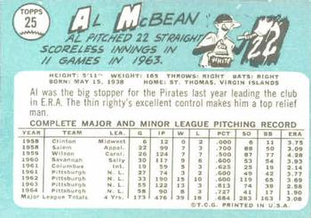 1965 Topps #25 Al McBean Back