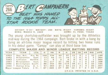 1965 Topps #266 Bert Campaneris Back