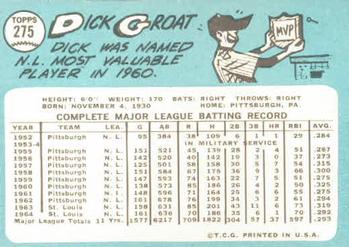 1965 Topps #275 Dick Groat Back