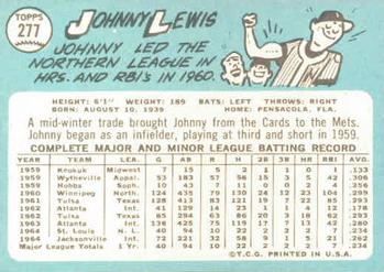 1965 Topps #277 Johnny Lewis Back