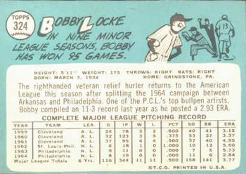 1965 Topps #324 Bobby Locke Back