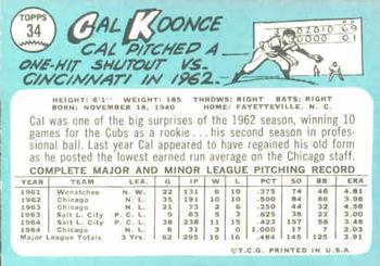1965 Topps #34 Cal Koonce Back