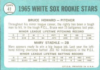 1965 Topps #41 White Sox 1965 Rookie Stars (Bruce Howard / Marv Staehle) Back