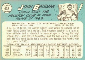 1965 Topps #433 John Bateman Back