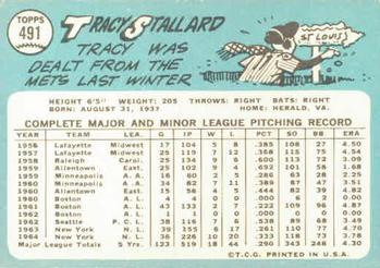 1965 Topps #491 Tracy Stallard Back