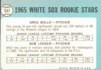 1965 Topps #541 White Sox 1965 Rookie Stars (Greg Bollo / Bob Locker) Back