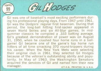 1965 Topps #99 Gil Hodges Back