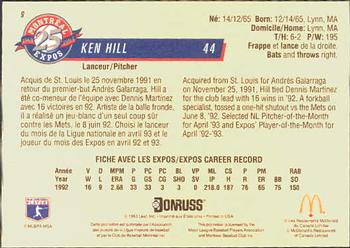 1993 Donruss McDonald's Montreal Expos 25th Anniversary #9 Ken Hill Back