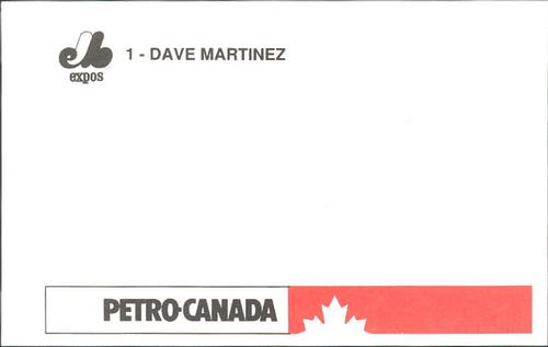 1991 Petro Canada Montreal Expos Postcards #NNO Dave Martinez Back