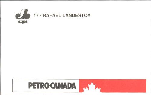 1990 Petro Canada Montreal Expos Postcards #NNO Rafael Landestoy Back