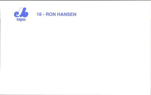 1989 Montreal Expos Postcards #12 Ron Hansen Back