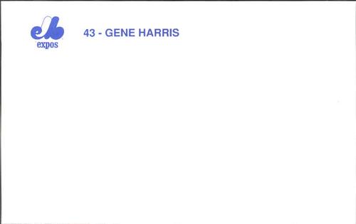 1989 Montreal Expos Postcards #13 Gene Harris Back