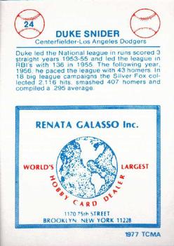 1977-84 Galasso Glossy Greats #24 Duke Snider Back