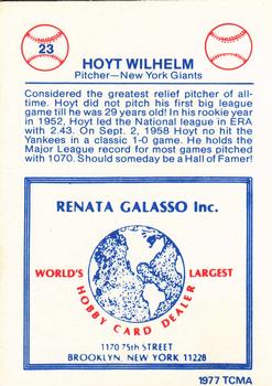 1977-84 Galasso Glossy Greats #23 Hoyt Wilhelm Back