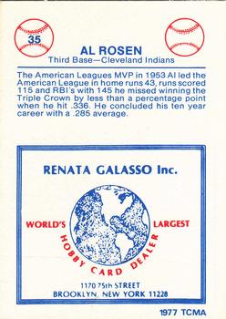 1977-84 Galasso Glossy Greats #35 Al Rosen Back