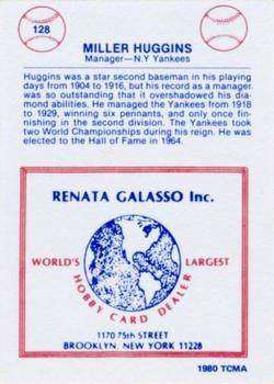 1977-84 Galasso Glossy Greats #128 Miller Huggins Back