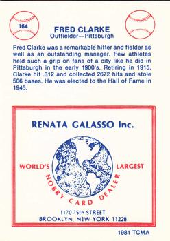 1977-84 Galasso Glossy Greats #164 Fred Clarke Back
