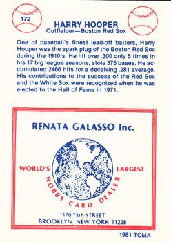 1977-84 Galasso Glossy Greats #172 Harry Hooper Back