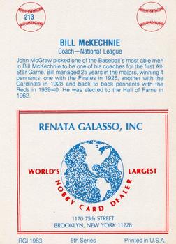 1977-84 Galasso Glossy Greats #213 Bill McKechnie Back