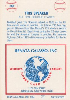 1977-84 Galasso Glossy Greats #268 Tris Speaker Back