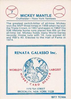 1977-84 Galasso Glossy Greats #7 Mickey Mantle Back