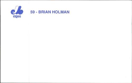 1988 Montreal Expos Postcards #NNO Brian Holman Back