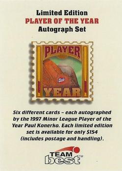 1998 Team Best #NNO Player of the Year Autograph Set Offer Front
