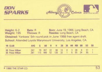 1990 Star #53 Don Sparks Back